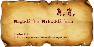 Mayböhm Nikodémia névjegykártya